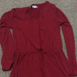 Wine red short romper